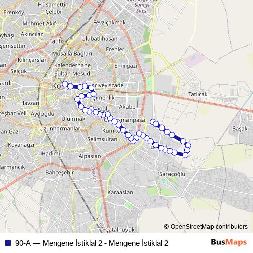 90-A bus Line Map