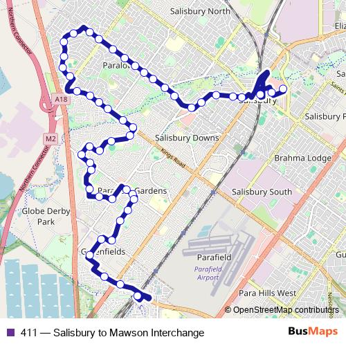 411 bus Line Map