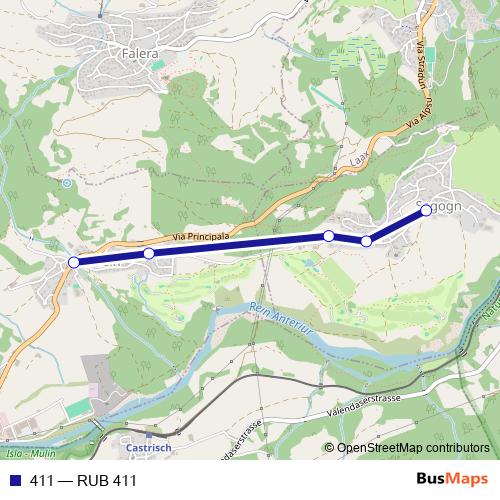 411 bus Line Map