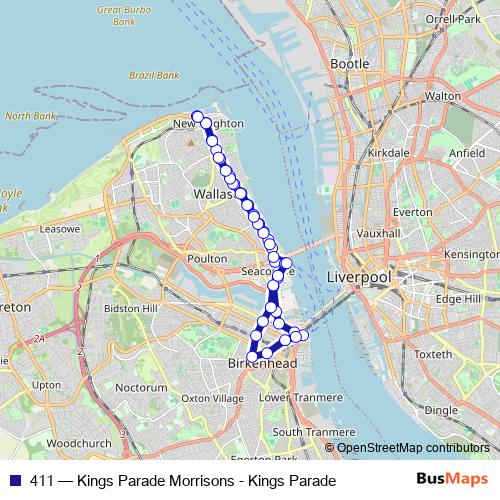 411 bus Line Map