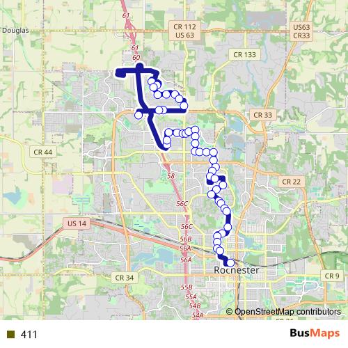 411 bus Line Map