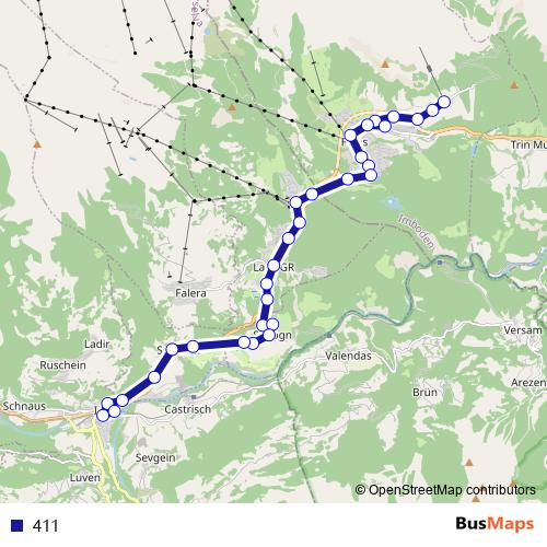 411 bus Line Map