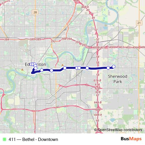 411 bus Line Map