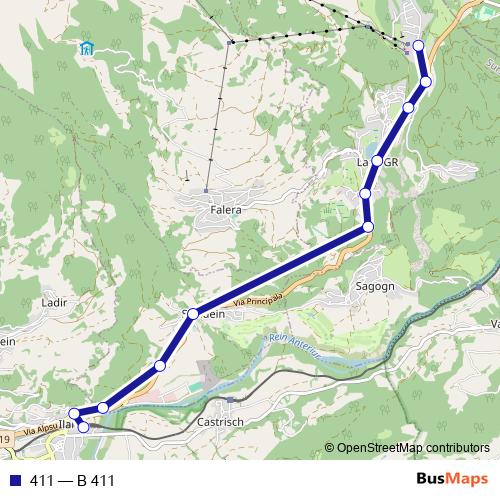 411 bus Line Map