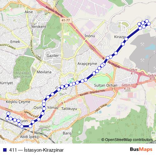 411 bus Line Map