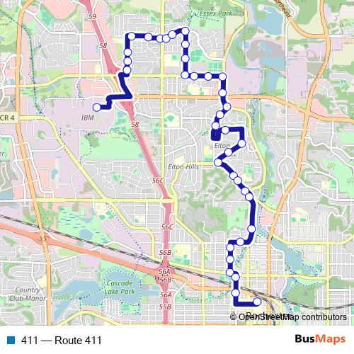 411 bus Line Map
