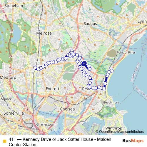 411 bus Line Map