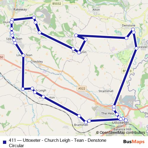 411 bus Line Map