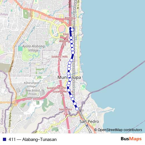 411 bus Line Map