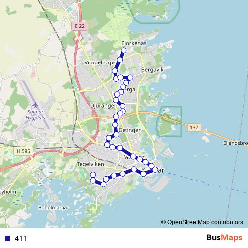 411 bus Line Map