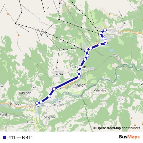 411 bus Line Map