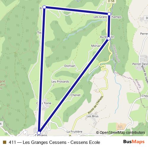 411 bus Line Map
