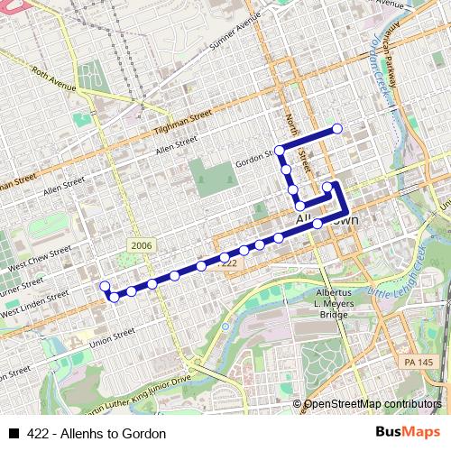 422 - Allenhs to Gordon bus Line Map