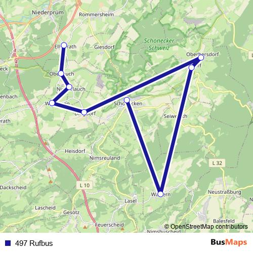 497 Rufbus bus Line Map