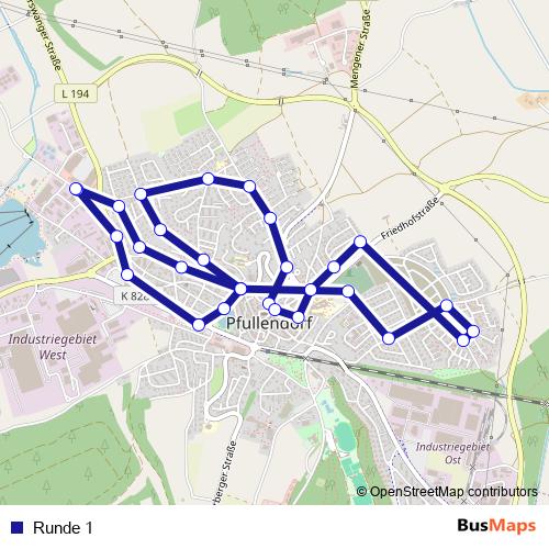 Runde 1 bus Line Map