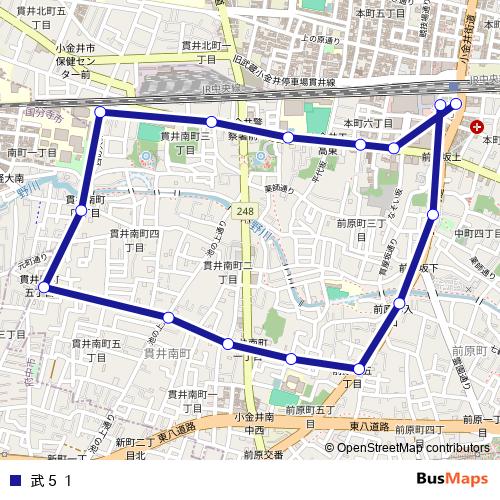 武５１ bus Line Map