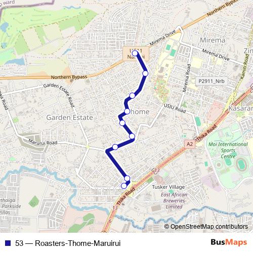 53 bus Line Map