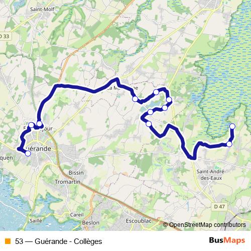 53 bus Line Map