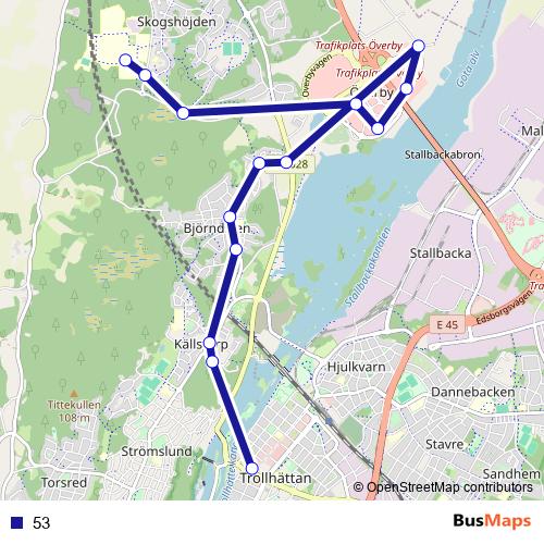 53 bus Line Map