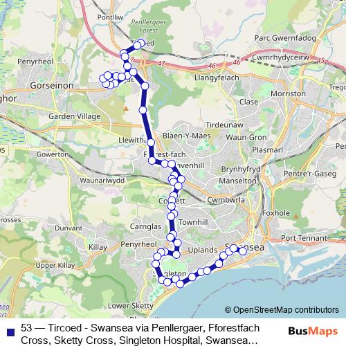 53 bus Line Map