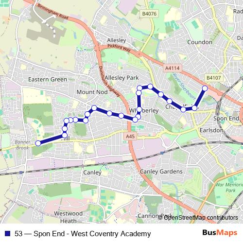 53 bus Line Map