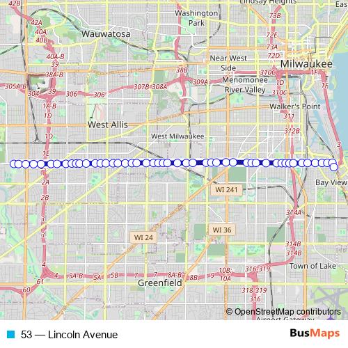 53 bus Line Map