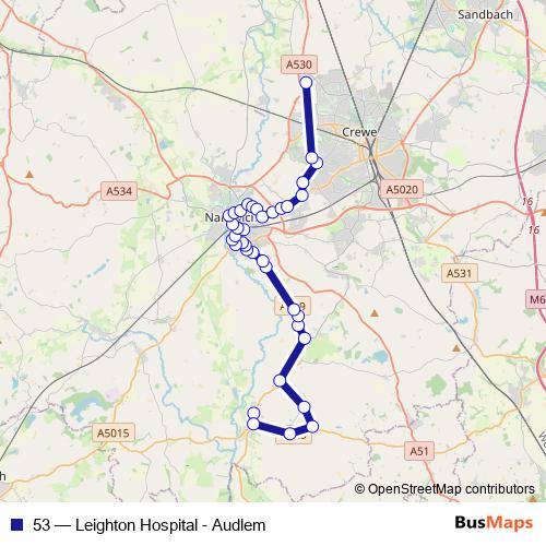 53 bus Line Map
