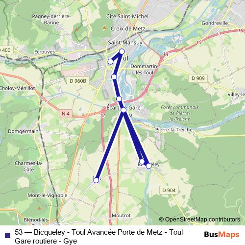 53 bus Line Map