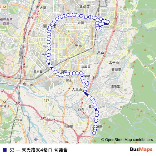 53 bus Line Map