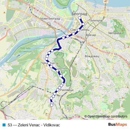 53 bus Line Map