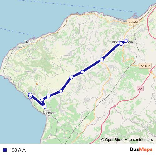 198 A A bus Line Map