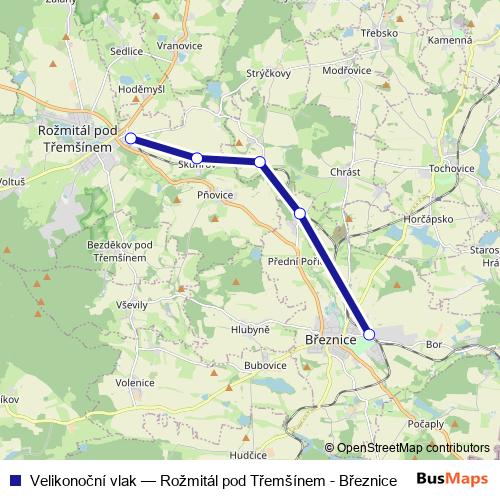 Velikonoční vlak rail Line Map