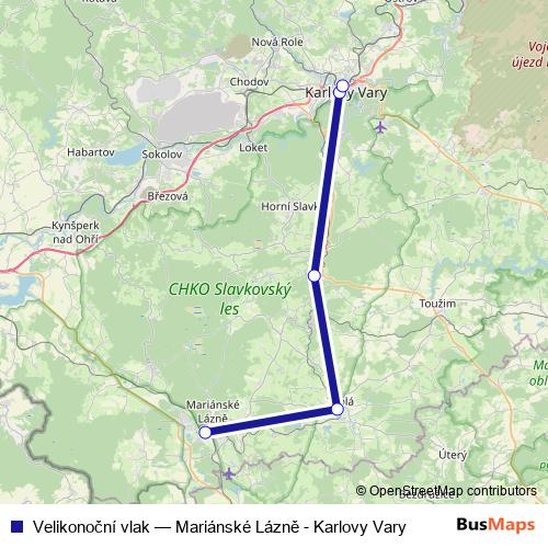 Velikonoční vlak rail Line Map