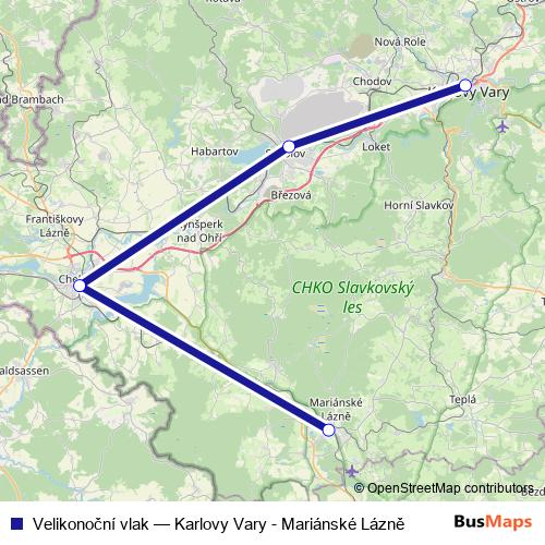 Velikonoční vlak rail Line Map