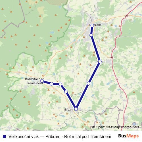 Velikonoční vlak rail Line Map