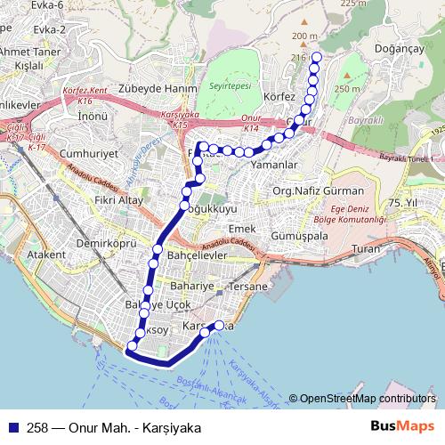 258 bus Line Map