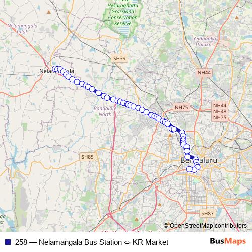 258 bus Line Map