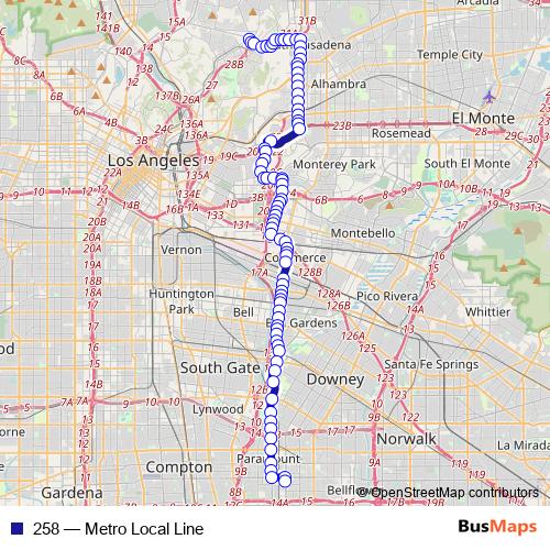 258 bus Line Map