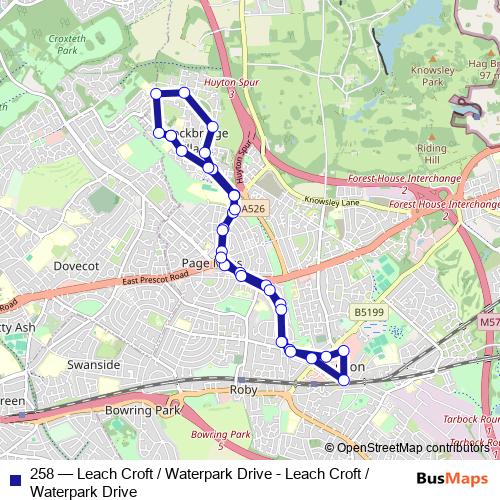 258 bus Line Map