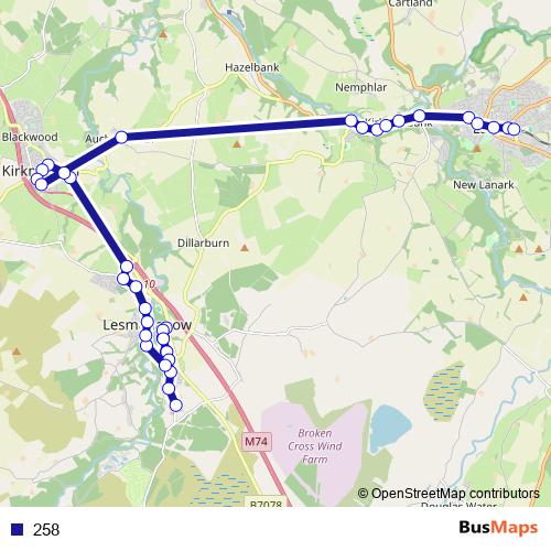 258 bus Line Map