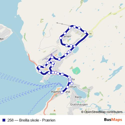 258 bus Line Map
