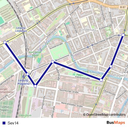 Sev14 bus Line Map