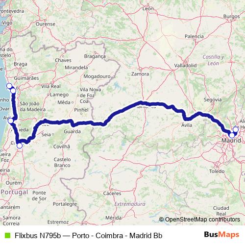 Flixbus N795b bus Line Map