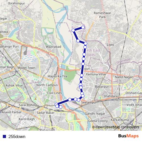 255down bus Line Map
