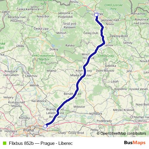 Flixbus 852b bus Line Map