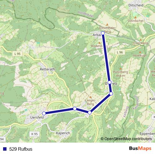 529 Rufbus bus Line Map