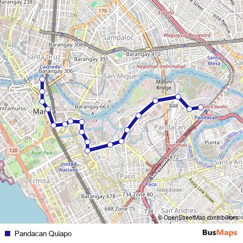 Pandacan Quiapo bus Line Map