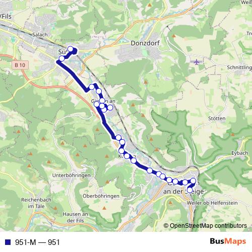951-M bus Line Map