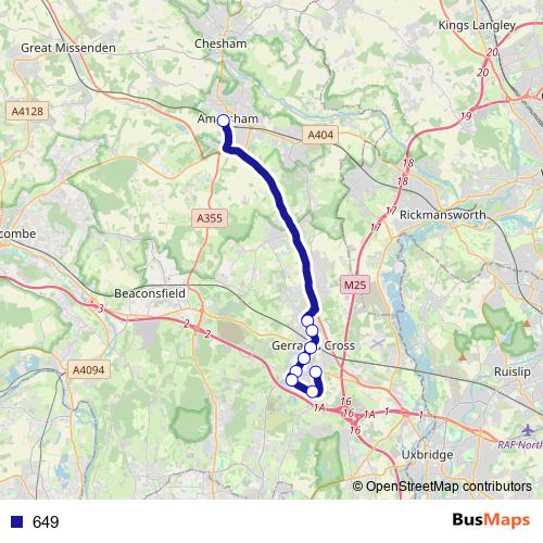 649 bus Line Map