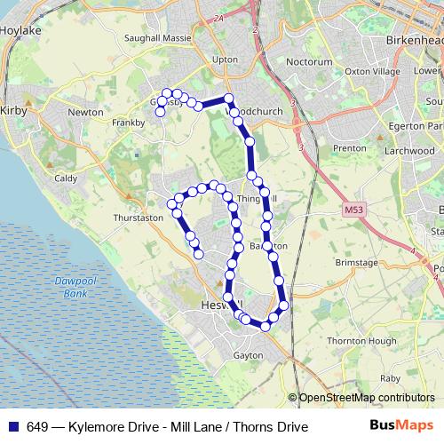 649 bus Line Map